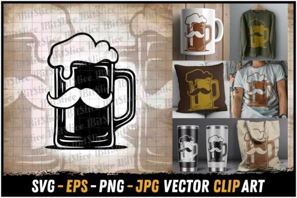 Beer Mug Mustache Clipart: A Graphics Asset for Crafts