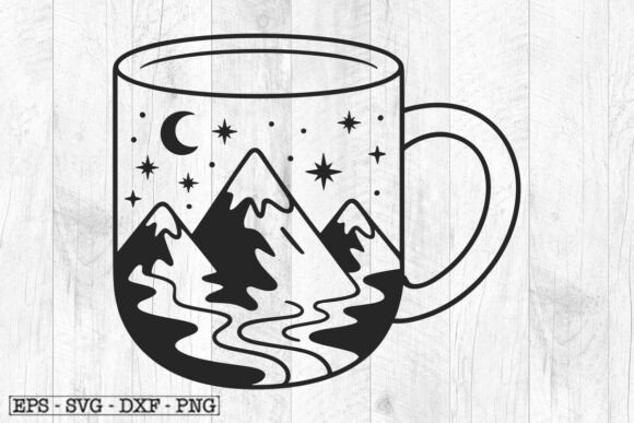 Coffee SVG, Coffee Mug Mountain Scene: A Crafts and Graphics Gem