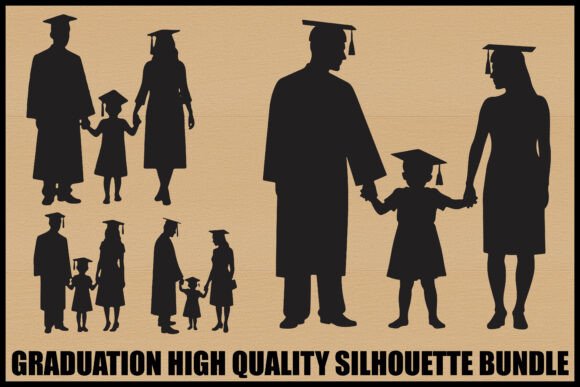 Graduation Family Silhouette Pack for Local Crafts & Graphics