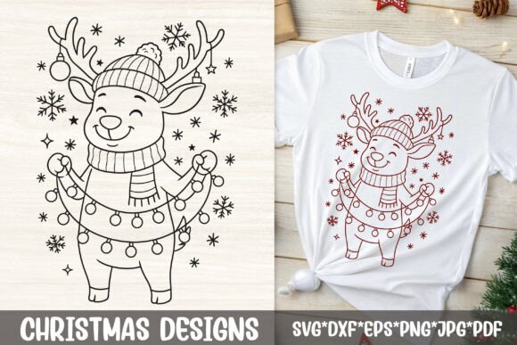 Reindeer with Christmas Lights SVG: A Festive Graphics Asset for Crafts